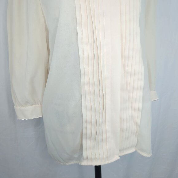 Vintage Josephine Blouse Large Cream Pin Tuck - Picture 4 of 9